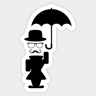 Fun drawing of a gentleman holding an umbrella Sticker
